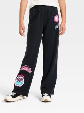Girls' KPop Demon Hunters Saja Boys Fleece Jogger Pants - Black XL 14